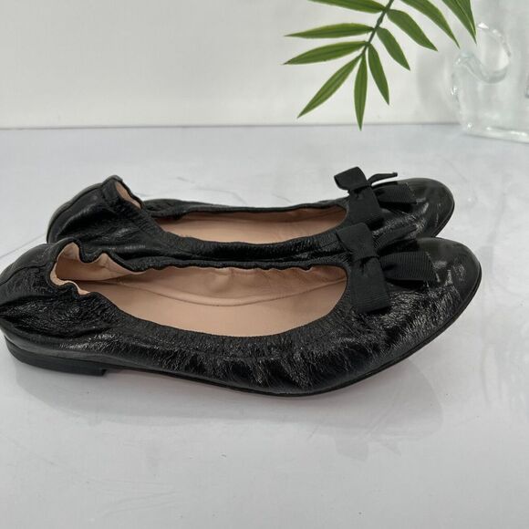 Stuart Weitzman Ballet Flats Women 6 M Black Leather Bow Slip On Shoes - Picture 5 of 10